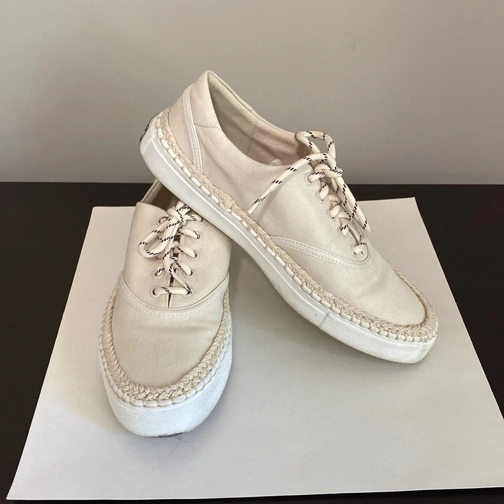 Kate Spade New York Boat Party Espadrille Sneakers Cream Canvas Sz 6.5